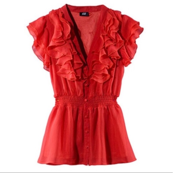 red ruffle top